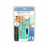 Professional Eyebrow Tweezers Slanted Stainless Steel + Nail Clipper Set