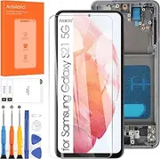 Arbilato Screen Replacement for Samsung Galaxy S21 5G LCD Display Touch Screen Digitizer Assembly with Tools(Black with Frame,No Fingerprint)