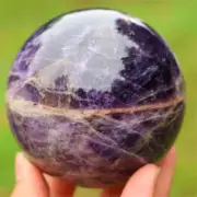 Natural Dream Amethyst Carved Ball Reiki Crystal Sphere Christmas gift XQ2868