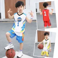 在飛比找蝦皮購物優惠-男童運動套裝兒童籃球服寶寶1號帥氣球衣中大童速乾衣潮5.28