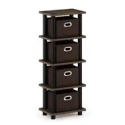 Furinno Laci 4-Bins System Rack Columbia Walnut/Black/Dark Brown