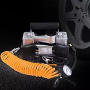 Portable Air Compressor 12V Heavy Duty Car Tyre Inflator Deflator Dual Cylinder