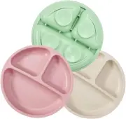 PandaEar - 3 Pack- Silicone Baby Suction Plates for Toddler Kids Self Feeding...