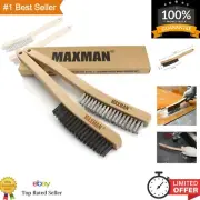 Heavy Duty Wire Brush Set - Removes Rust, Paint, & Corrosion - 14" Long Handle