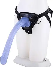 HGDTYRI Strap On Dildo 41cm Extra Long Silicone Strap-On Penis Removable Dildos with Strong Suction Cup 3 O-Rings Anal Dildo Sex Toys for Women Couples(B Blue)