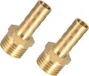 2 Pcs 1/4inch/6mm Brass Barbed Hose Fitting Coupler Connector with 1/4 Inch Male BSP Thread Pipe Nipple Fitting for Air Water Fuel Oil Gas