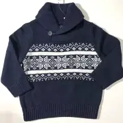 Toddler Boys Christmas Fairisle Shawl Neck Sweater - Tidal 18-24M NEW