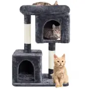 31 inch Cat Tree Tower with Scratching Posts with Padded Plush Perch Grey