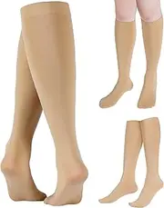 SATINIOR 3 Pairs Ice Skating Socks Roller Skating Socks High Tight Knee Skating Socks Roller Skating Nylon Socks Women Girl