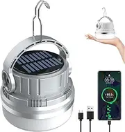 DaybreakAura Solar Camping Lantern, 1800LM USB Rechargeable Solar Camping Light with 6 Modes and 3000mAh 20H～45H Hanging Rechargeable Outdoor Solar Lanterns Ten Light for Power Outages Emergency, Hiking, Power Outages, Hurricane