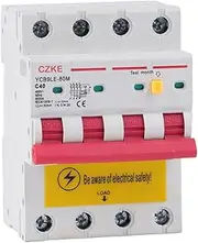 CEKGDB 2P 4P 230V RCBO MCB 30mA Residual Current Circuit Breaker with Over Current and Leakage Protection 6-63A YCB6HLN-63 Plus(4P,10A)