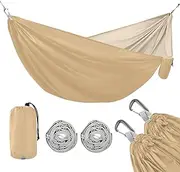 Burly Wood Solid Color Pure Plain 330lb Capacity Camping Hammock with Hanging Rope Portable Hammock for Outside Patio Backyard Poolside hamacas para Patio