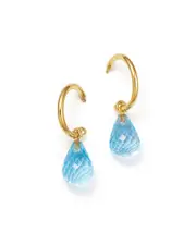 Bloomingdale's Fine Collection Blue Topaz Briolette Hoop Drop Earrings in 14K Yellow Gold