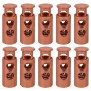 30Pcs 4mm Cord Lock Plastic Double Hole Spring Toggle Stoppers, Camel
