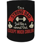 Alcohol Stubby Holder - Strong Dad Gym Bodybuilding - Funny Novelty Birthday Gift Joke Beer Can Bottle