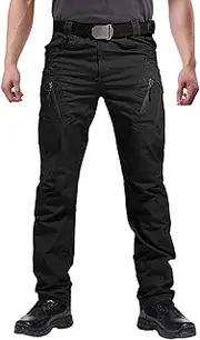 [Susclude] Men's Outdoor Cargo Work Trousers Military Tactical Pants Ripstop Assault Combat Trousers Hiking Pants Men