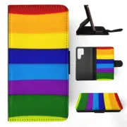 FLIP CASE FOR SAMSUNG GALAXY|RAINBOW PAINT DRAWING ART #3