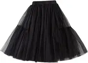 [SANGTREE] Girls Tulle Midi Skirt Layered Mesh Tutus for Kids, 3-12 Years
