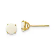 14K Yellow Gold 5mm Round Opal Stud Earrings Push Back Madi K Children's Jewelry