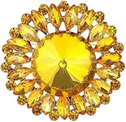 [Generic] Lovely Sparkly Crystal Flower Round Brooch Pin For Women, crystal, crystal