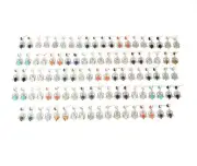 Wholesale 49pr 925 Solid Sterling Silver Red Garnet Mix Stud Earring Lot r839