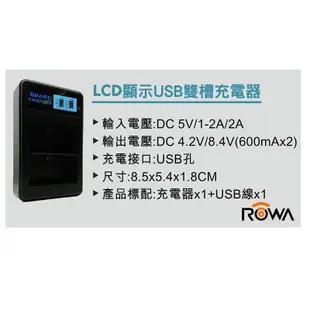 免運 ROWA Micro USB / Type-C 雙槽充電器 LCD電量顯示 SONY NP-FZ100