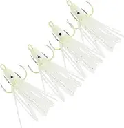 Glow-in-The-Dark Squid Fishing Bait Hooks Split Hooks for Fresh Salt Water Bass Squid Octopus