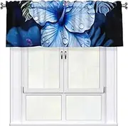 LHBWCVN Blue Flower Tropical Valances for Windows, Rod Pocket Window Treatment Drapes Farmhouse Kitchen Curtains Short Blackout Window Curtains for Living Room Bedroom Decor 54x18 Inch