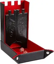 Forged Dice Co. Draco Castle Foldable Dice Tray and Dice Tower - Foldable DND Dice Tray and Dice Rolling Tray Tower - Perfect for Dungeons and Dragons RPG and Tabletop Gaming - Red
