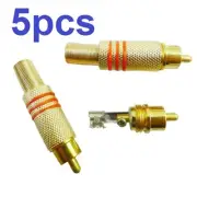 5PCS Gold Plated RCA Plug Audio Male BNC Connector Metal Spring for CCTV Cameras