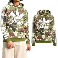 在飛比找森森購物網優惠-Adidas Camo Hoodie 男款 綠色 三葉草 迷