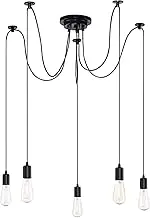 iDEGU DIY Pendant Light 5-Bulb Pendant Lamp with 150 cm Cable Retro Spider Style Chandelier E27 Socket Creative Vintage Black Ceiling Light Pendant Light Living Room Restaurant Bar Cafe (5 Heads)