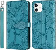 CXTCASE for iPhone 12 / iPhone 12 Pro Case PU Leather Folio Flip Cover with Card Slots, Magnetic Wallet Phone Case - Blue