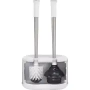 Polder Stainless Steel/White Toilet Brush and Plunger Caddy BTH-6300-90 Polder