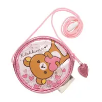 在飛比找PChome24h購物優惠-San-X 拉拉熊紅粉愛心系列透明防水長掛繩零錢包