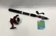 TRAIL WORTHY TELESCOPING FISHING ROD & REEL SET Extends From 15" ~ 6'