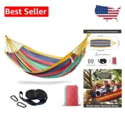 Extra Large Brazilian Double Hammock 94x63in with Tree Straps - Aqua Blue Stripe