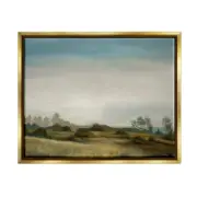 Rural Hay Bales Landscape Floating Framed Wall Art, Design by Liz Jardine