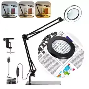 Large 10X Magnifying Glass Desk Light Magnifier LED Lamp Reading Lamp with Ba...