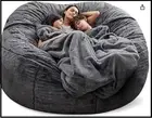 Bean Bag Chairs Giant Bean Bag Cover Soft Fluffy Fur Bean Bag 7Ft Dark Grey