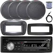 Pyle PLCDBT95 1-DIN Boat CD Radio W/Kit + Adapter Plate, 4x 6.5'' 2-Way Speakers