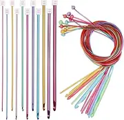 Aeelike Tunisian Crochet Hooks Set with Cable, 11PCS Tunisian Crochet Hook 2-8 mm Aluminum 12 PCS Colorful Afghan Crochet Hooks 3.5-12 mm, Smooth Long Tunisian Crochet Hook with Cable for Beginner