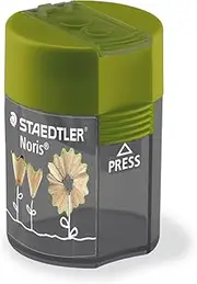 STAEDTLER 512 Double Sharpener, Two Pointed Holes for Different Pen Sizes, Single Product Noris Design, Shelf-Ready Packaging, 10 Sharpeners, 512 004