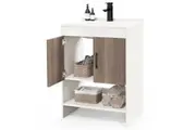 Giantex Bathroom Vanity Unit Wash Basin Sink Storage Cabinet w/Doors & Open Shelves Grey