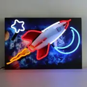 Junior Rocket Outer Space Neon Sign Gameroom Light Mancave Wall Art