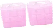 Mikinona 2pcs Manicure Kit Storage Box Handle Toolbox Portable Nail Art Tool Box for Nail Polish Glue Nail Manicure Salon Supply