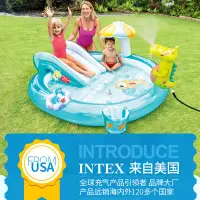 在飛比找蝦皮購物優惠-【覓寶】現發 intex鱷魚沙灘戲水池 鱷魚充氣噴水溜滑梯 