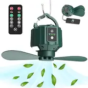 USB Camping Fan Portable Camping Fan Rechargeable with Remote Control Tent Fan with Removable Fan Blades Hanging Hook Timer Outdoor Dorm