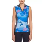 Callaway Blue Sea Star V-Neck Collared Women's Active Top Size S