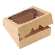 9inch Brown Bakery Pie Boxes,Large Kraft Cookie Boxes with PVC Window Natural